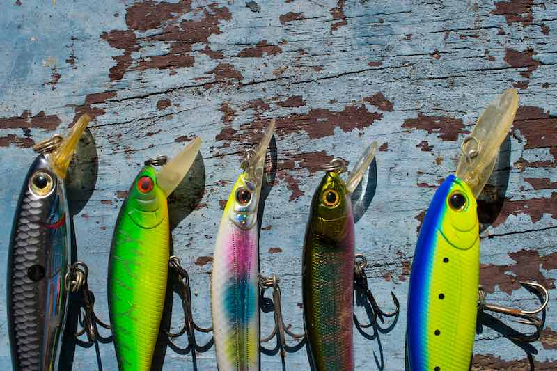 Various fishing lures for bait-casting fishing
